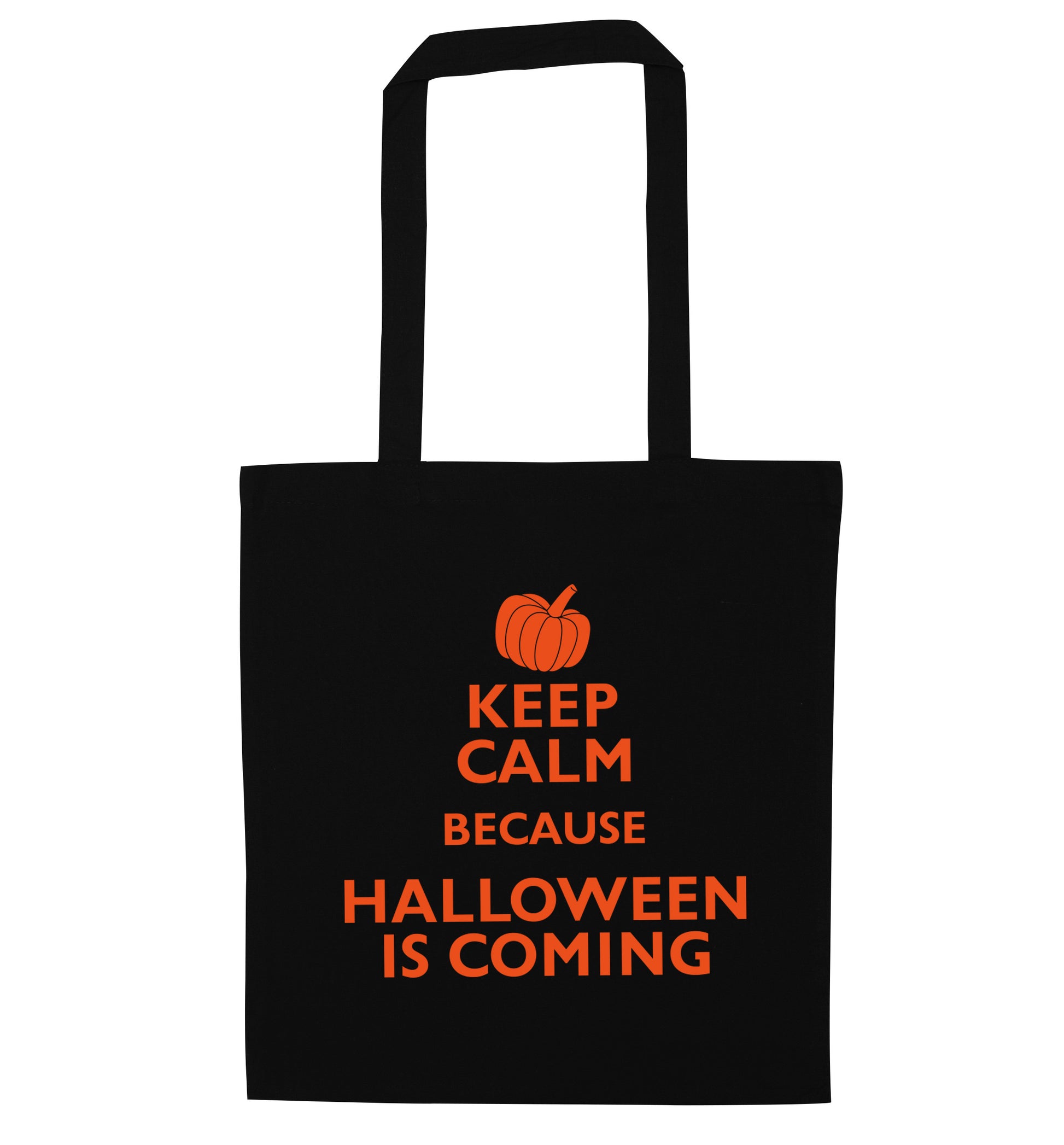 Keep calm because halloween is coming black tote bag