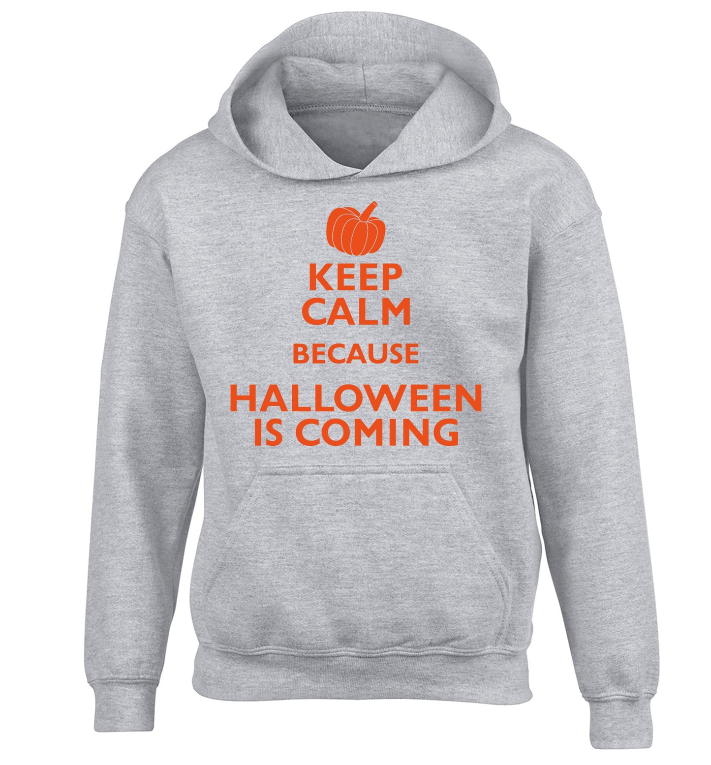 Keep calm because halloween is coming children's grey hoodie 12-14 Years