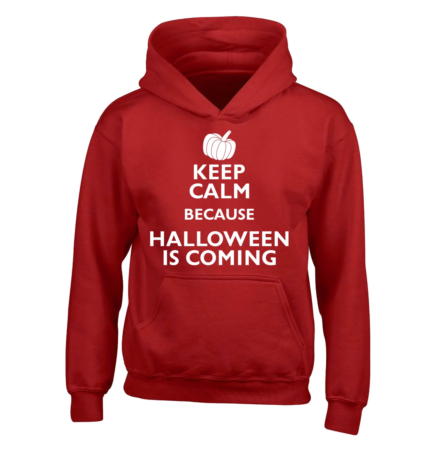 Keep calm because halloween is coming children's red hoodie 12-14 Years