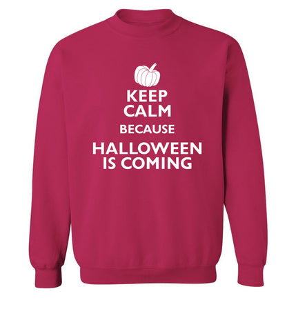 Keep calm because halloween is coming Adult's unisex pink Sweater 2XL
