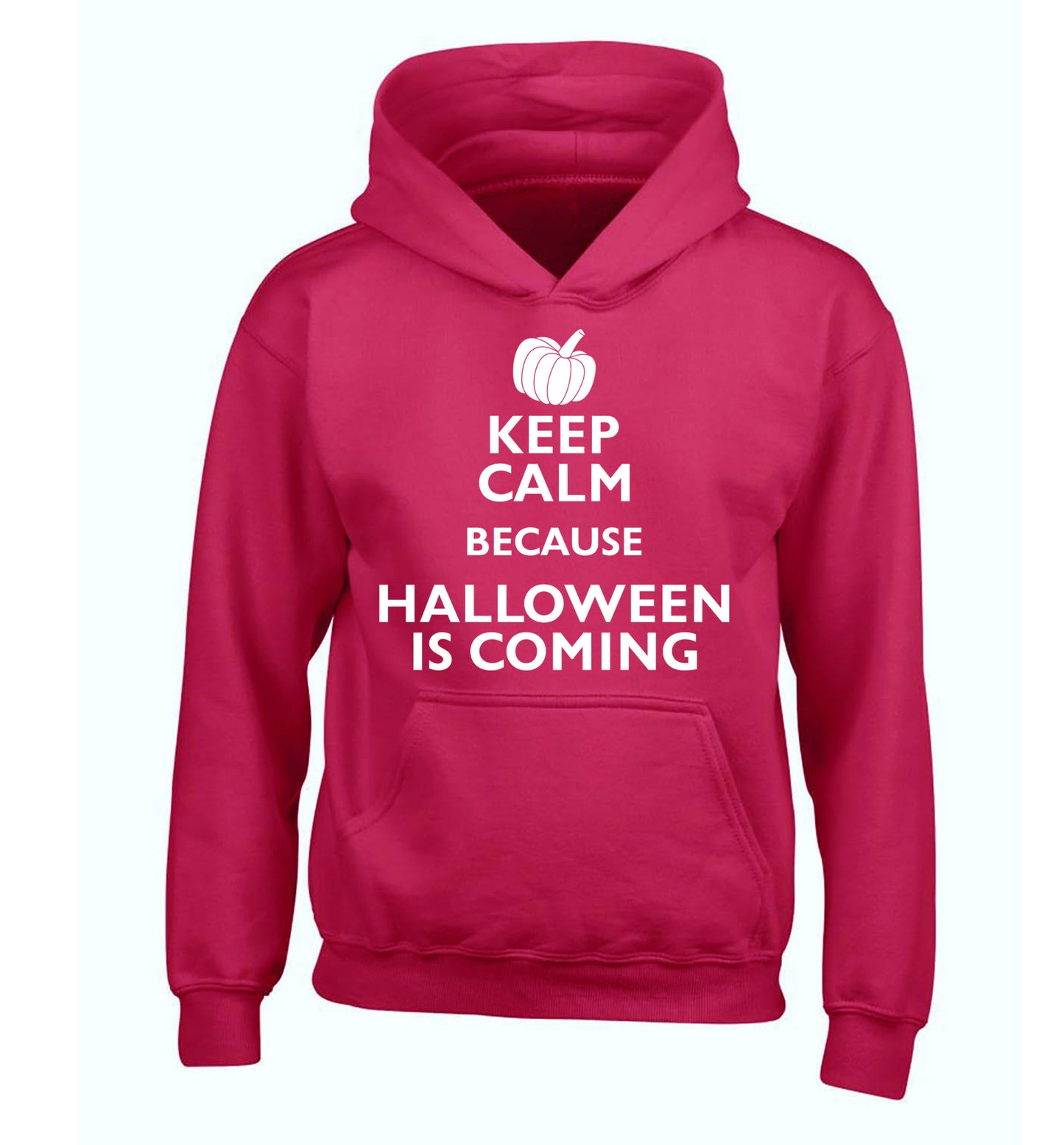 Keep calm because halloween is coming children's pink hoodie 12-14 Years