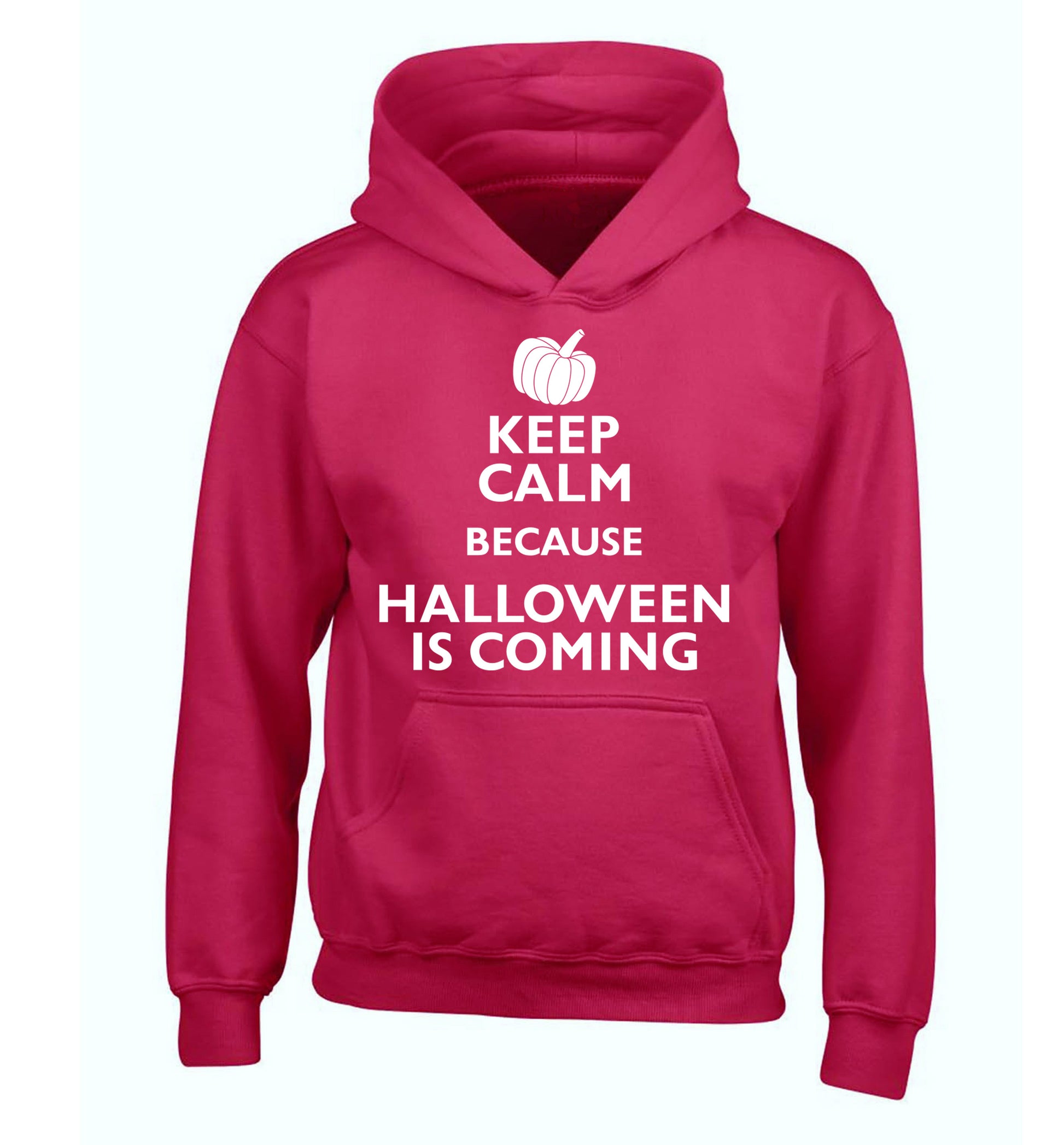 Keep calm because halloween is coming children's pink hoodie 12-14 Years