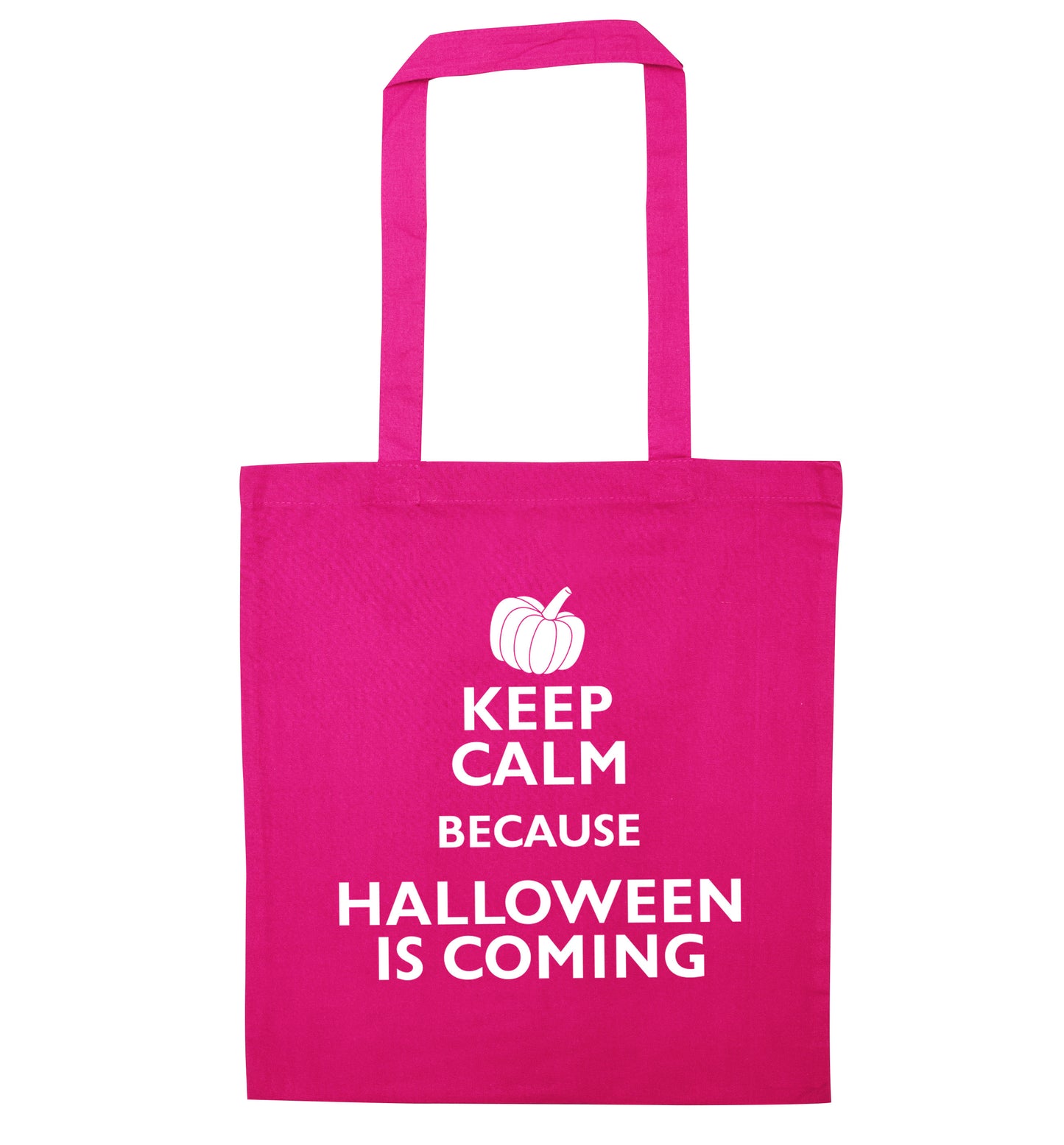 Keep calm because halloween is coming pink tote bag