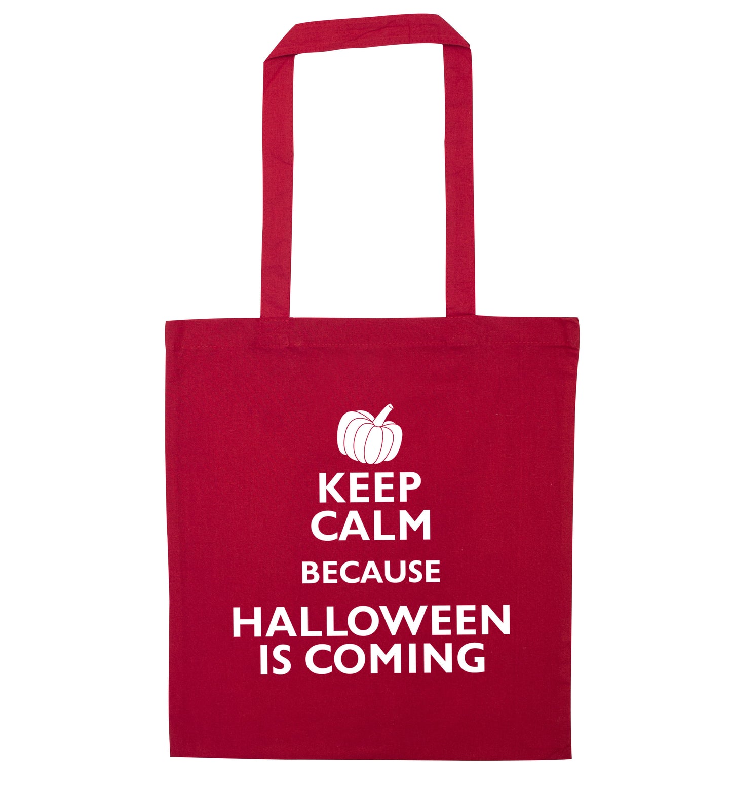 Keep calm because halloween is coming red tote bag