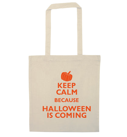 Keep calm because halloween is coming natural tote bag