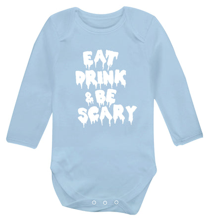 Eat drink and be scary Baby Vest long sleeved pale blue 6-12 months