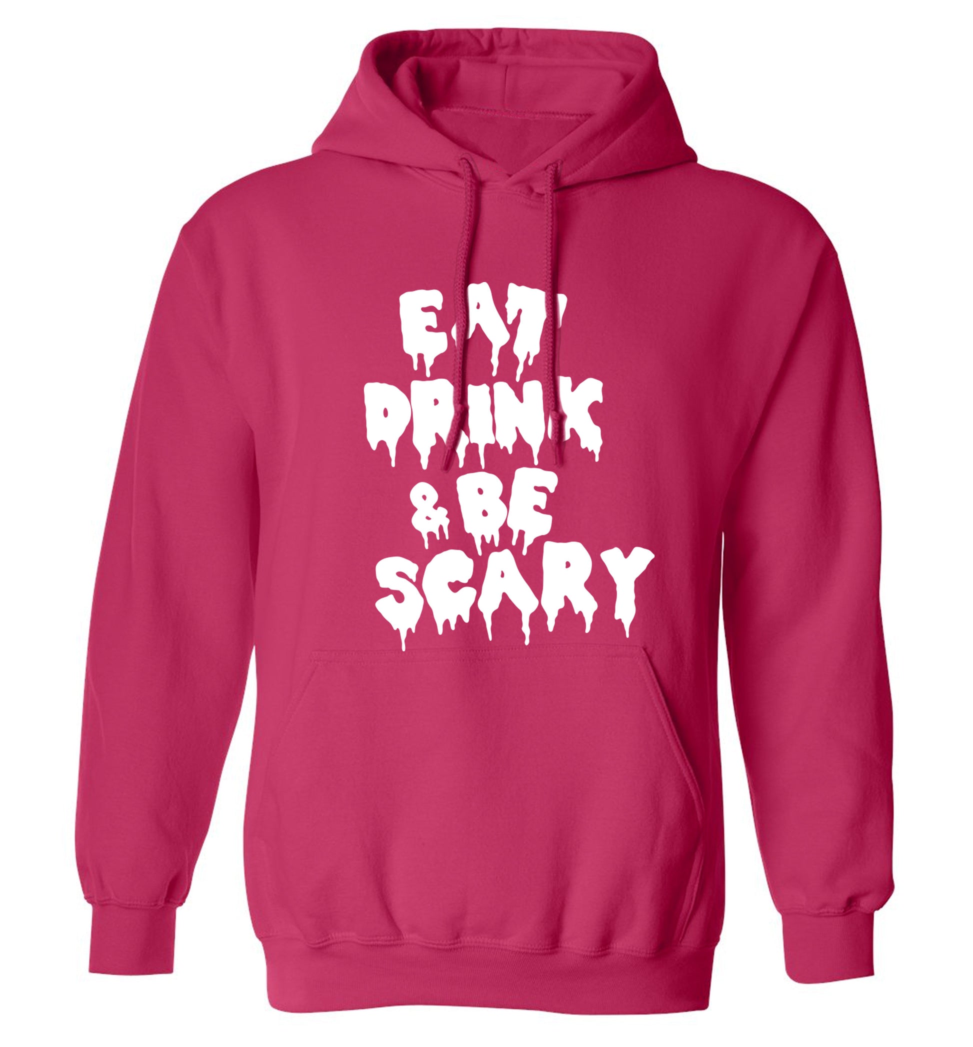 Eat drink and be scary adults unisex pink hoodie 2XL