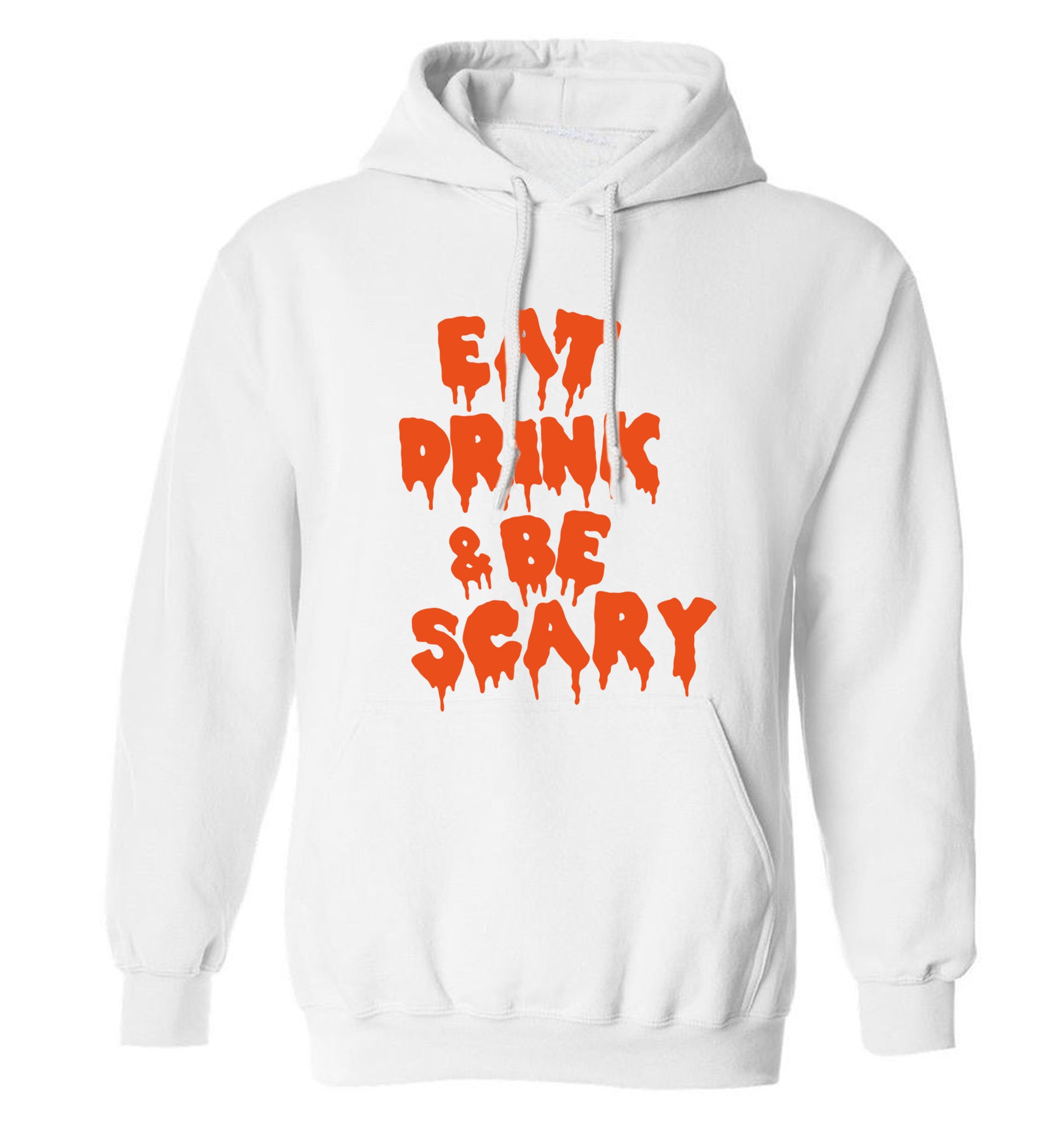 Eat drink and be scary adults unisex white hoodie 2XL