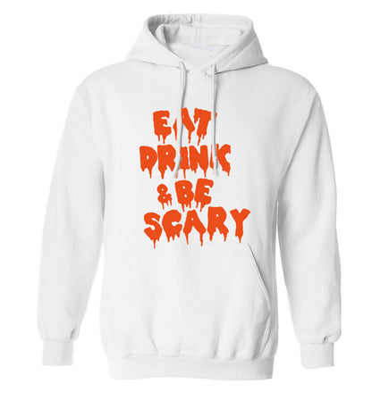 Eat drink and be scary adults unisex white hoodie 2XL