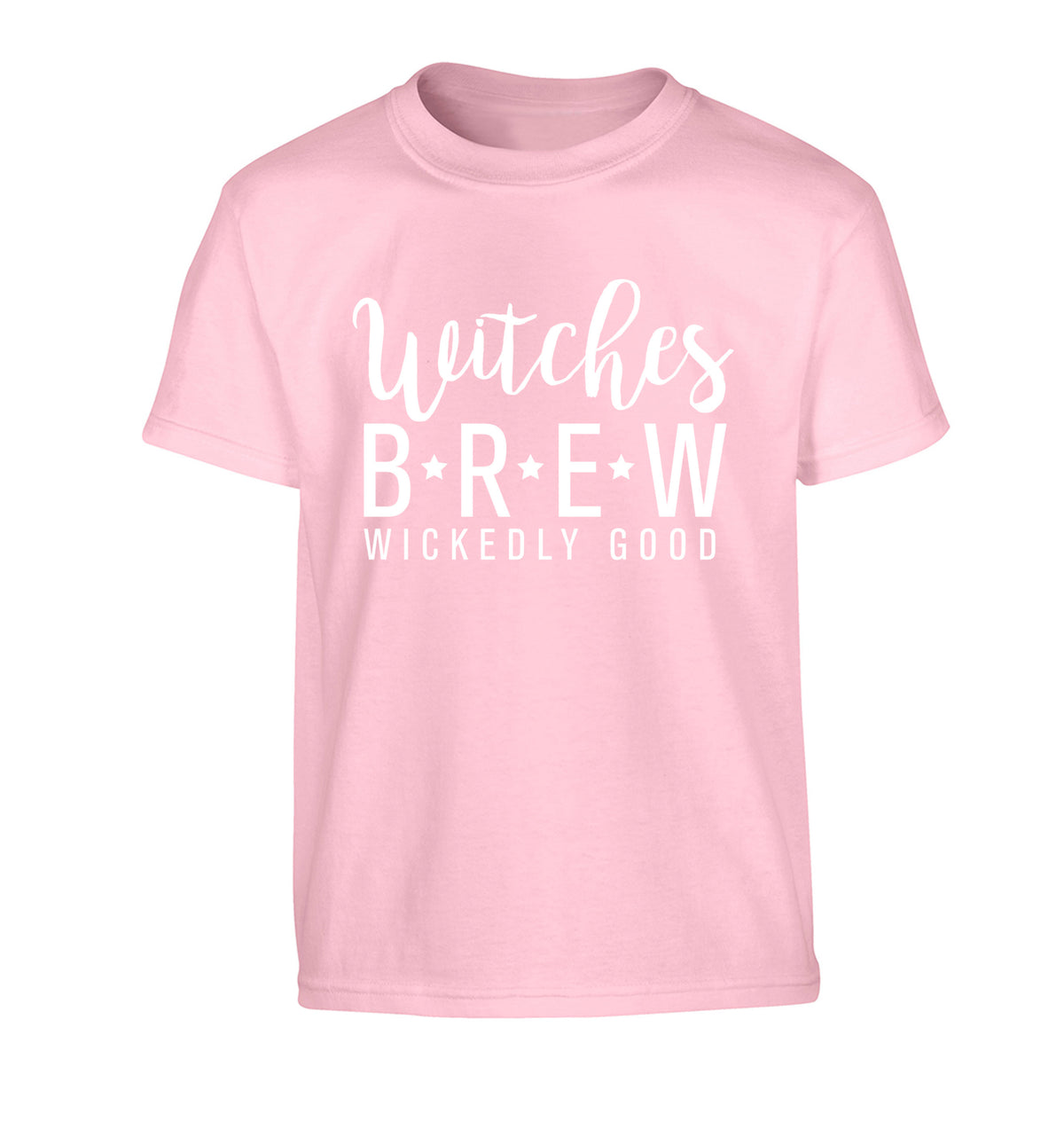 Witches Brew wickedly good Children's light pink Tshirt 12-14 Years