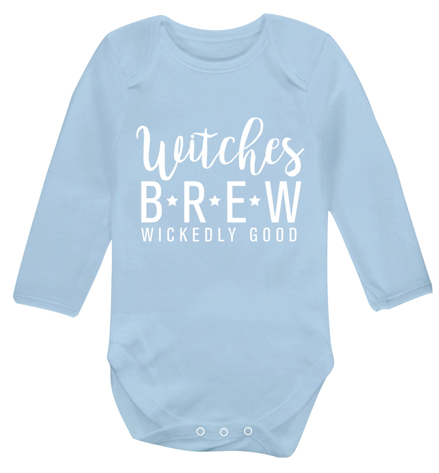 Witches Brew wickedly good Baby Vest long sleeved pale blue 6-12 months