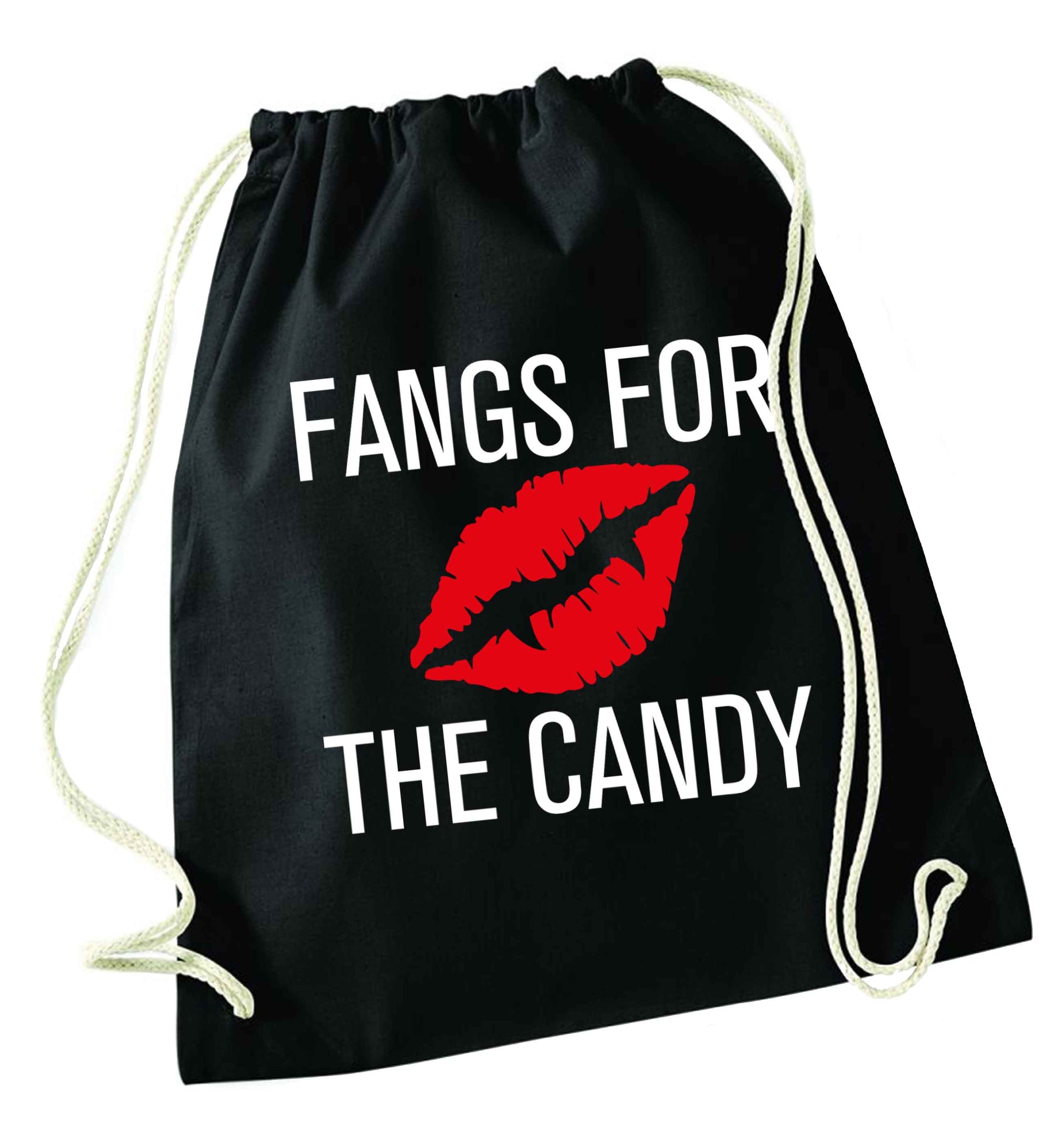 Fangs for the candy black drawstring bag