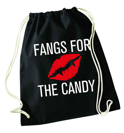 Fangs for the candy black drawstring bag
