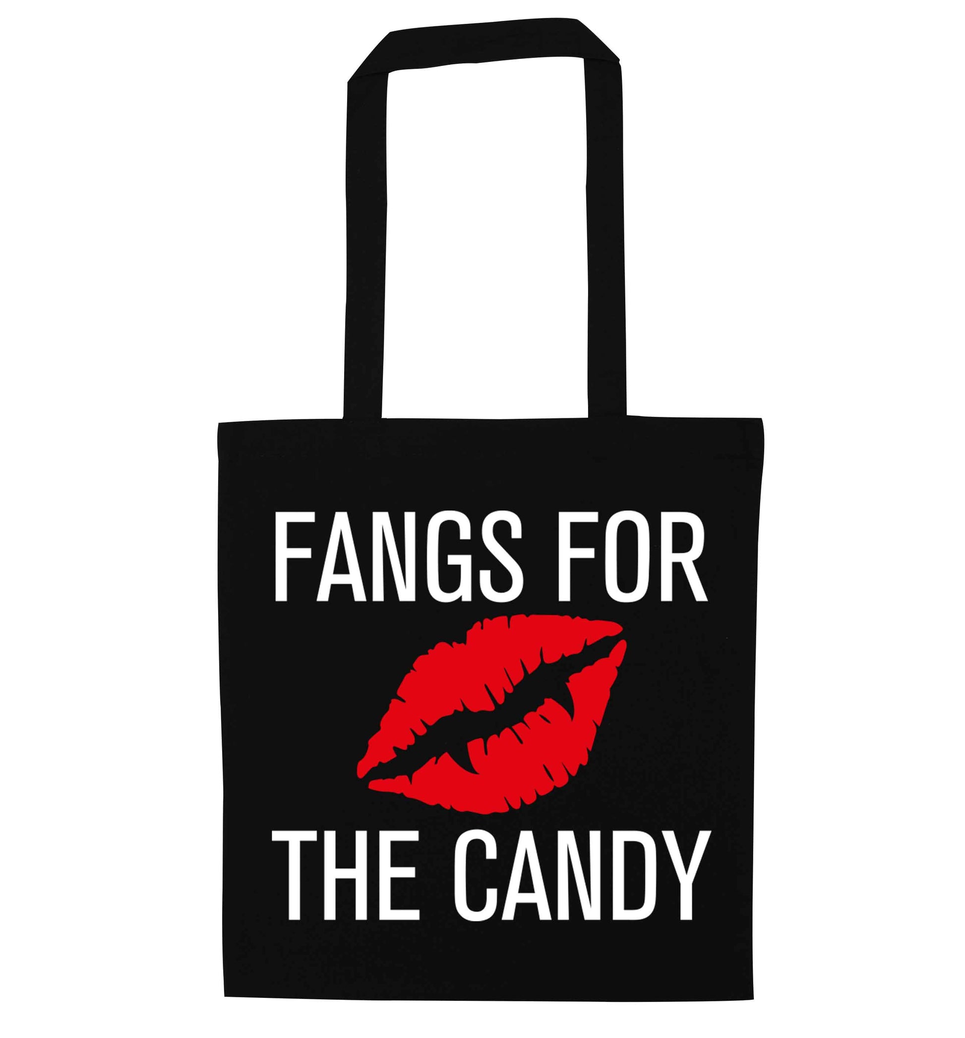 Fangs for the candy black tote bag