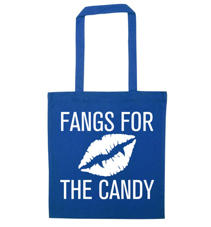 Fangs for the candy blue tote bag