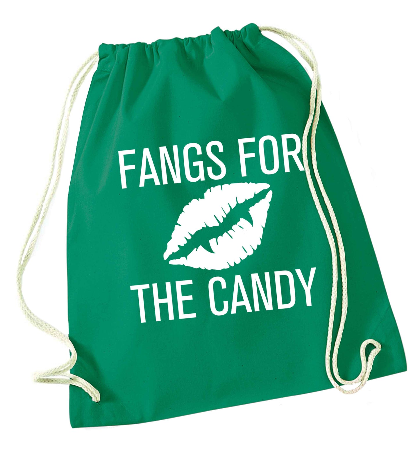 Fangs for the candy green drawstring bag
