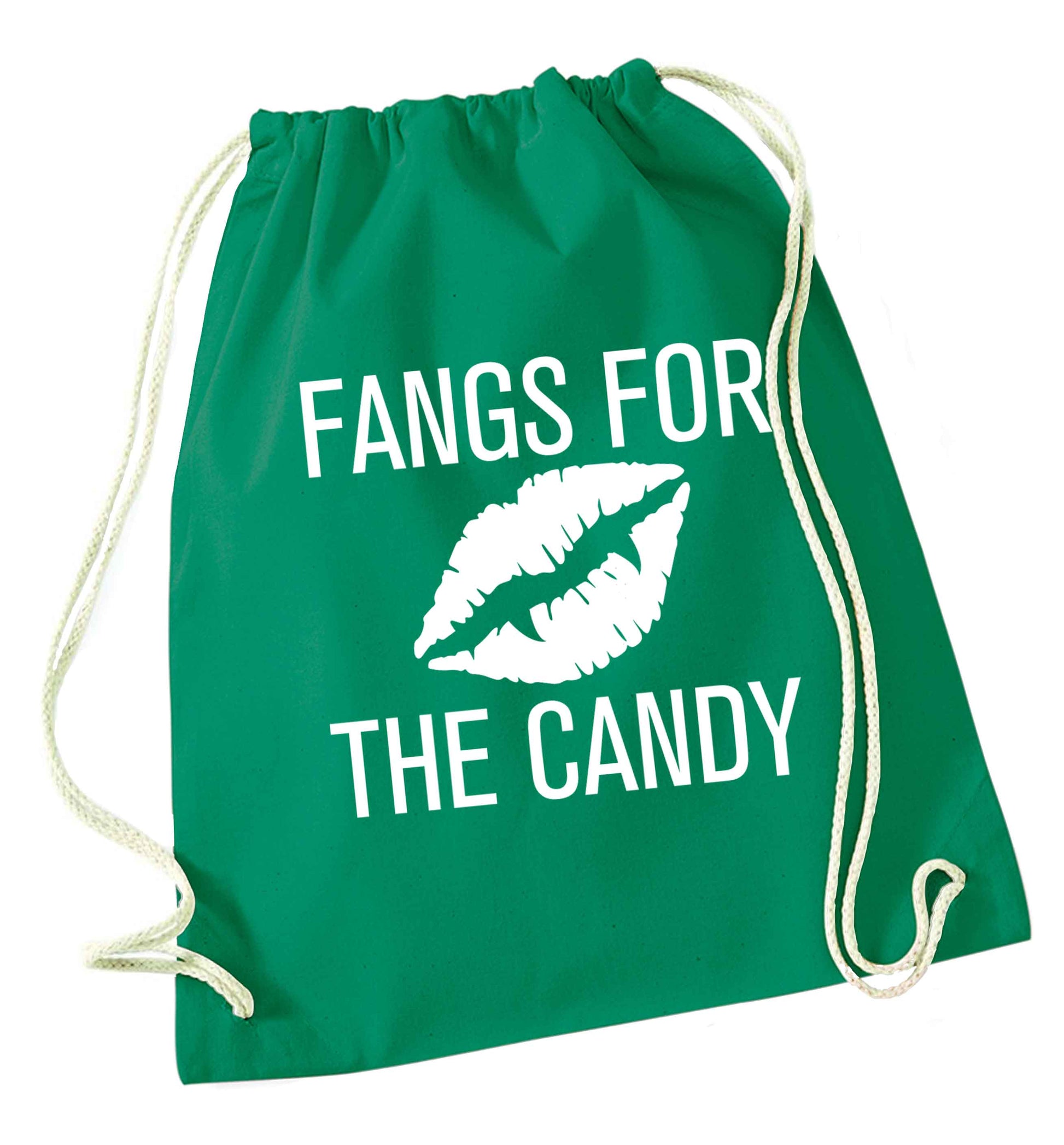 Fangs for the candy green drawstring bag