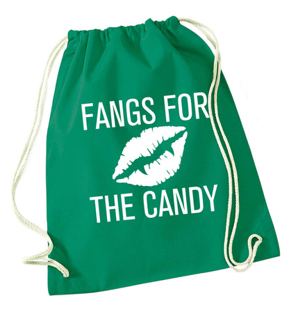 Fangs for the candy green drawstring bag