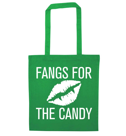 Fangs for the candy green tote bag