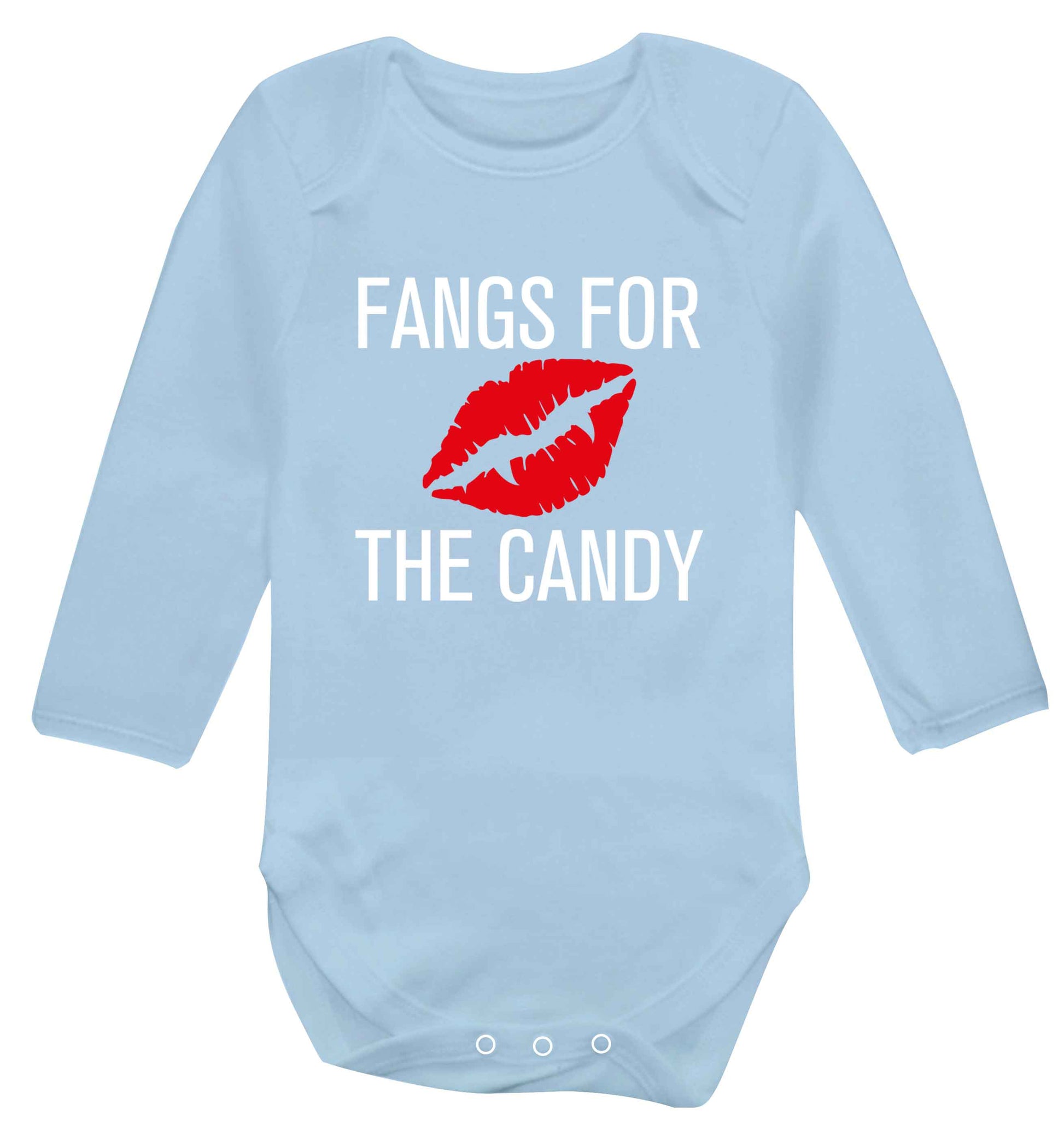 Fangs for the candy baby vest long sleeved pale blue 6-12 months