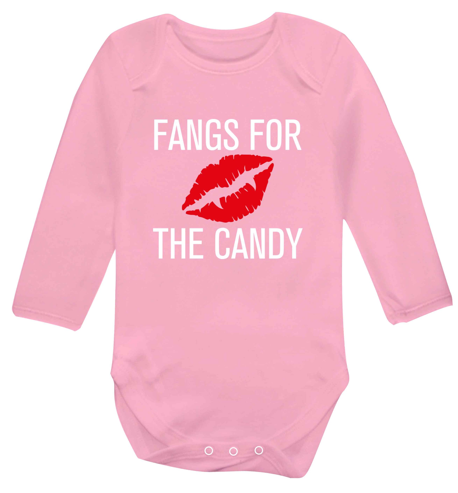 Fangs for the candy baby vest long sleeved pale pink 6-12 months