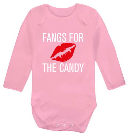Fangs for the candy baby vest long sleeved pale pink 6-12 months