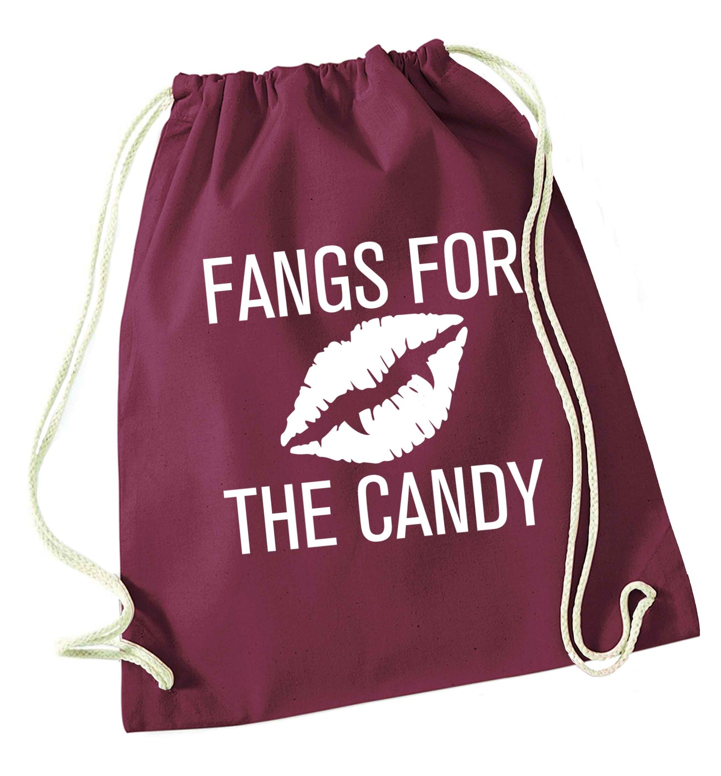 Fangs for the candy maroon drawstring bag