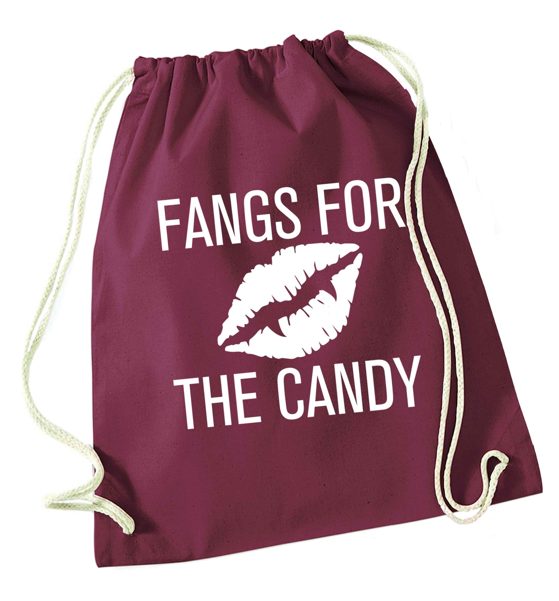 Fangs for the candy maroon drawstring bag