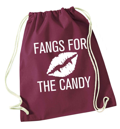 Fangs for the candy maroon drawstring bag