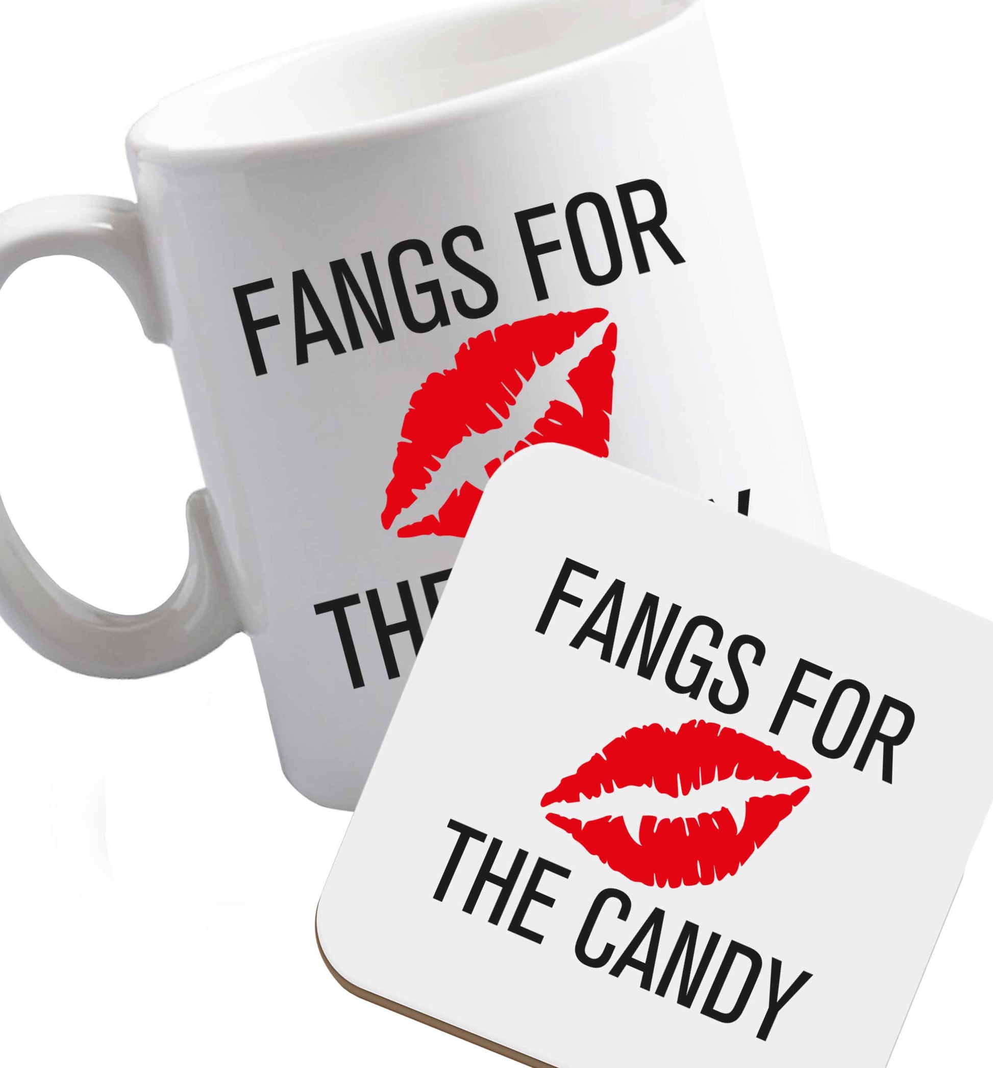 10 oz Favourite Type Pan Pancake ceramic mug and coaster set right handed