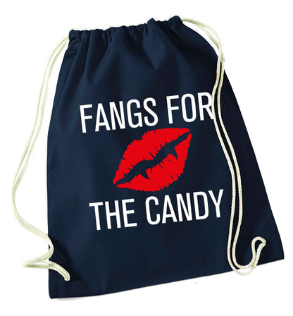 Fangs for the candy navy drawstring bag