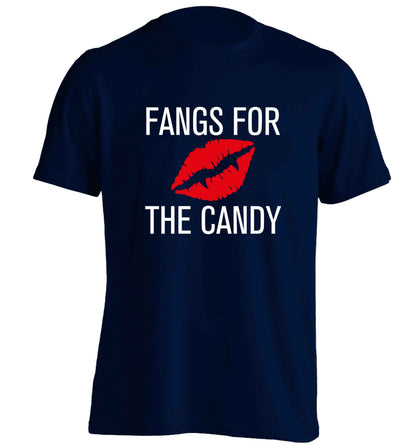 Fangs for the candy adults unisex navy Tshirt 2XL