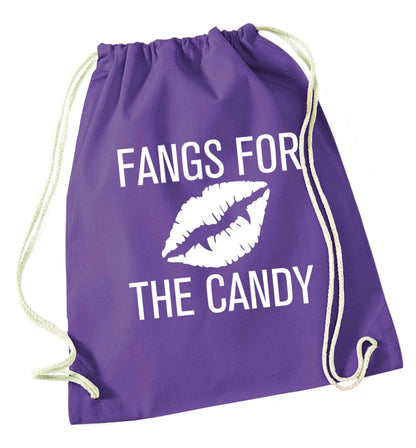Fangs for the candy purple drawstring bag