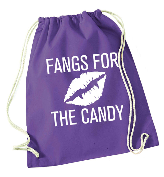 Fangs for the candy purple drawstring bag