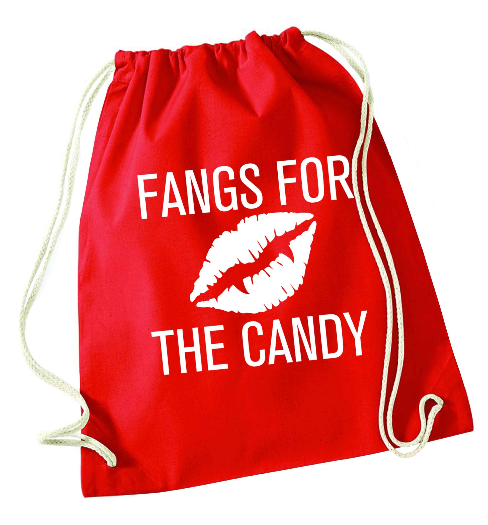 Fangs for the candy red drawstring bag 
