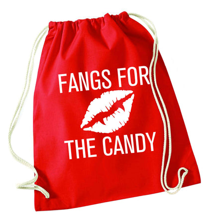 Fangs for the candy red drawstring bag 