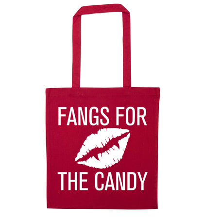 Fangs for the candy red tote bag