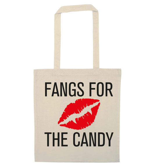 Fangs for the candy natural tote bag