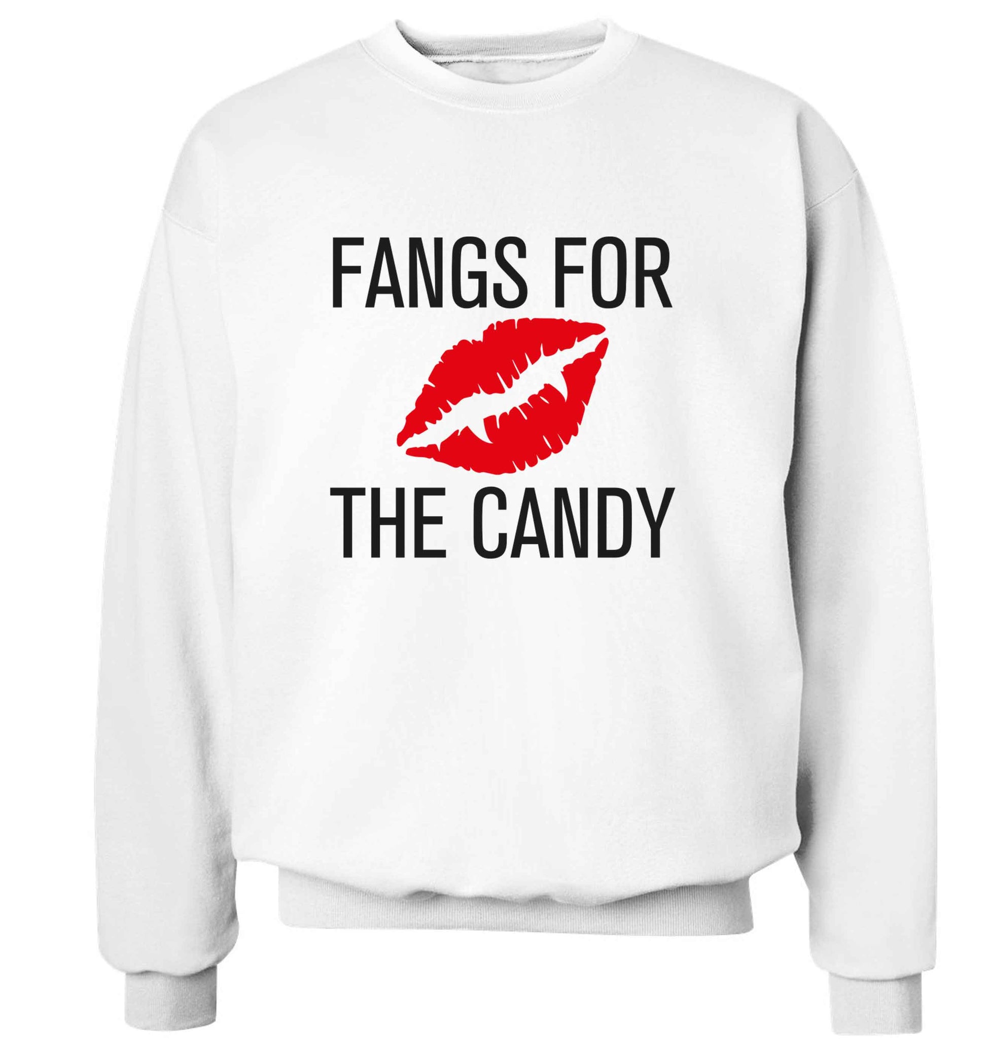 Fangs for the candy adult's unisex white sweater 2XL