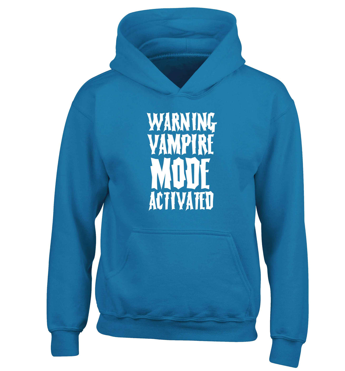 Warning vampire mode activated children's blue hoodie 12-13 Years