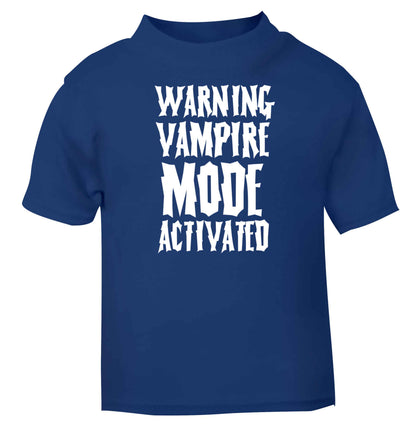 Warning vampire mode activated blue baby toddler Tshirt 2 Years