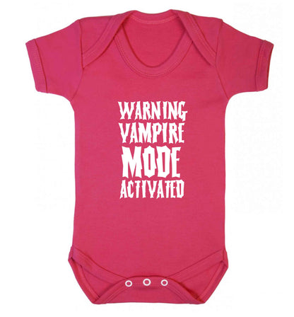 Warning vampire mode activated baby vest dark pink 18-24 months