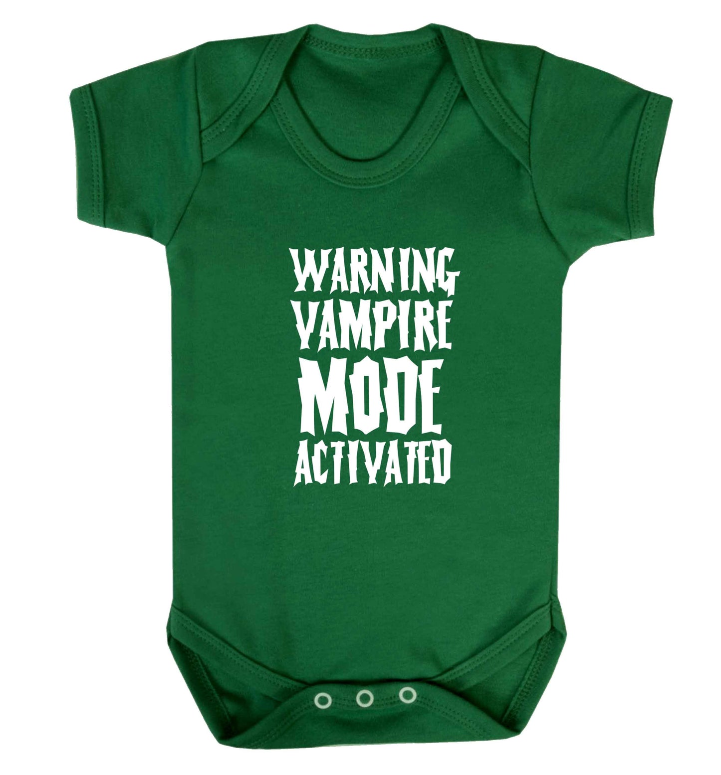 Warning vampire mode activated baby vest green 18-24 months