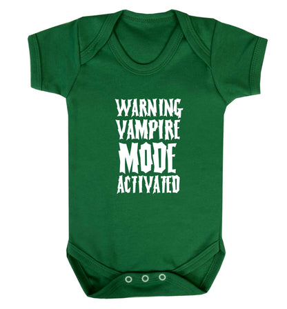 Warning vampire mode activated baby vest green 18-24 months