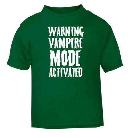 Warning vampire mode activated green baby toddler Tshirt 2 Years