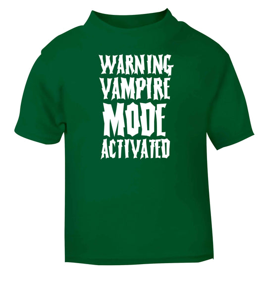 Warning vampire mode activated green baby toddler Tshirt 2 Years