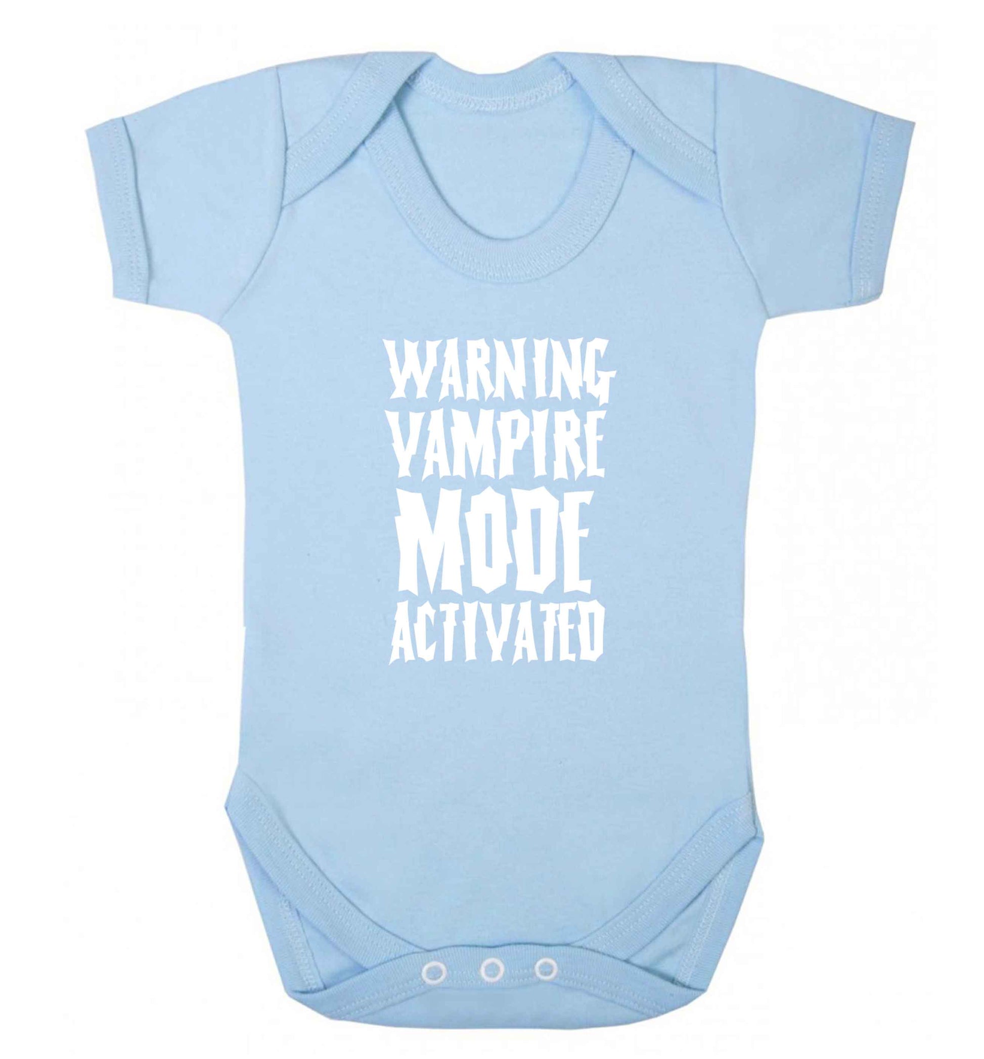 Warning vampire mode activated baby vest pale blue 18-24 months