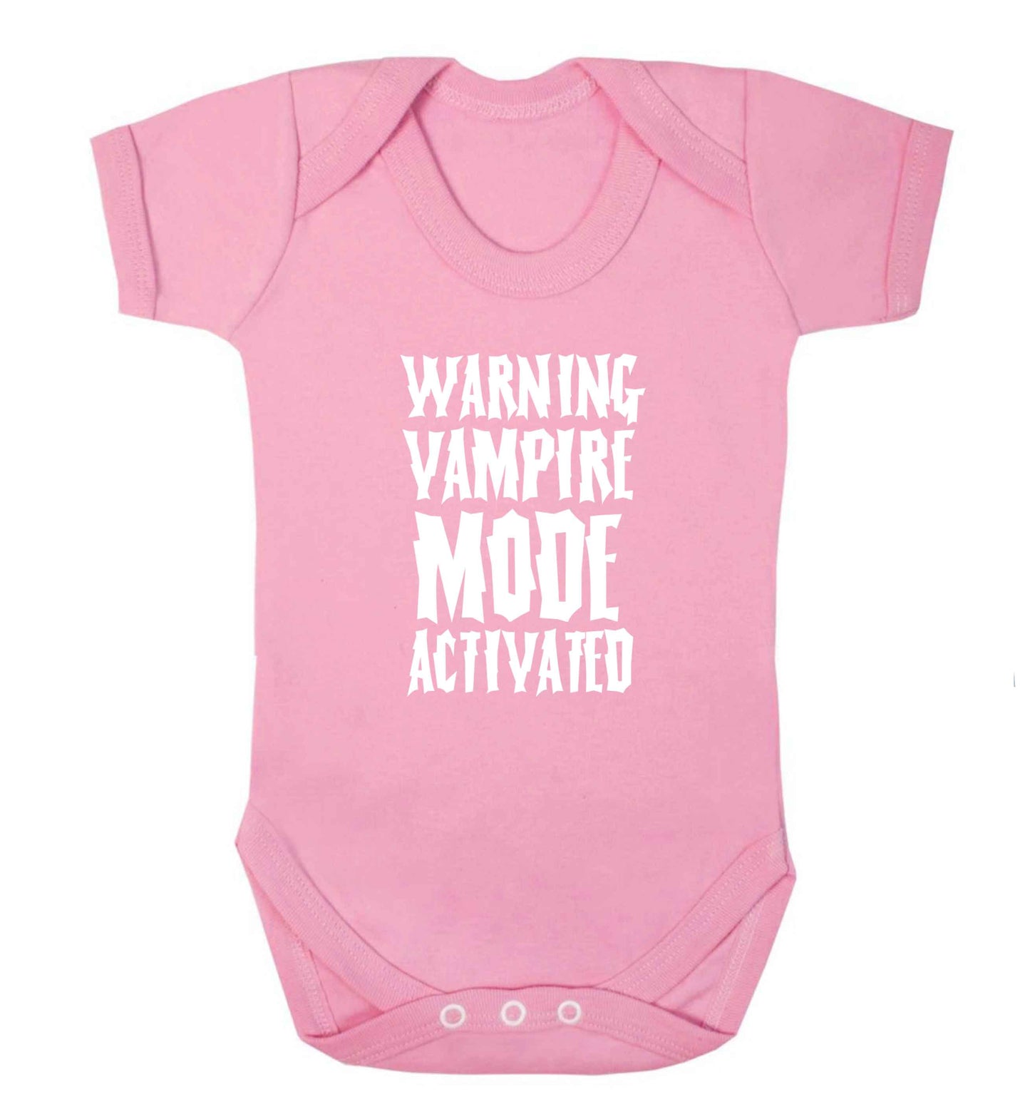 Warning vampire mode activated baby vest pale pink 18-24 months