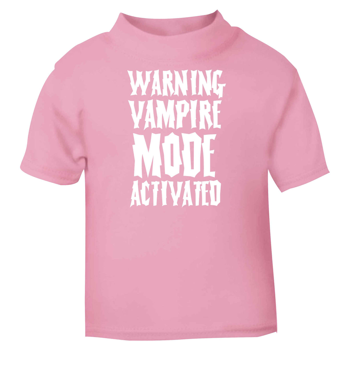 Warning vampire mode activated light pink baby toddler Tshirt 2 Years