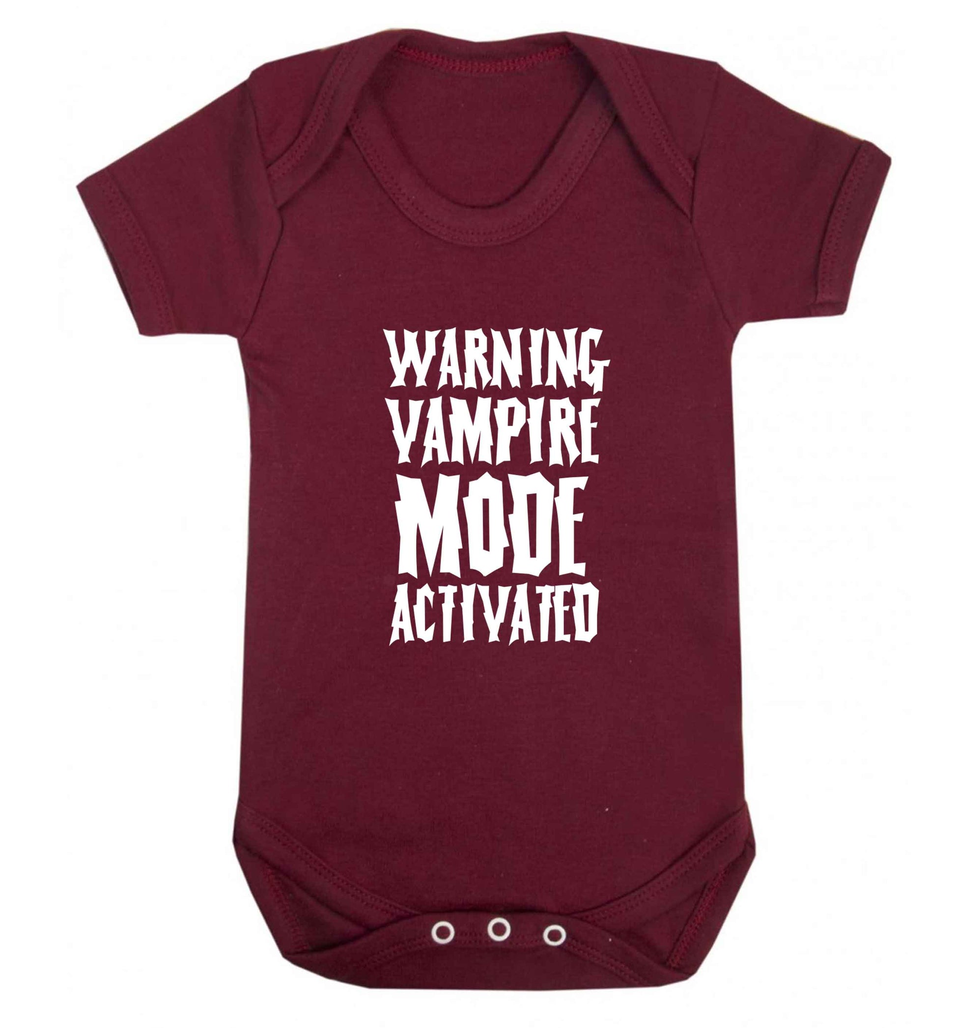 Warning vampire mode activated baby vest maroon 18-24 months
